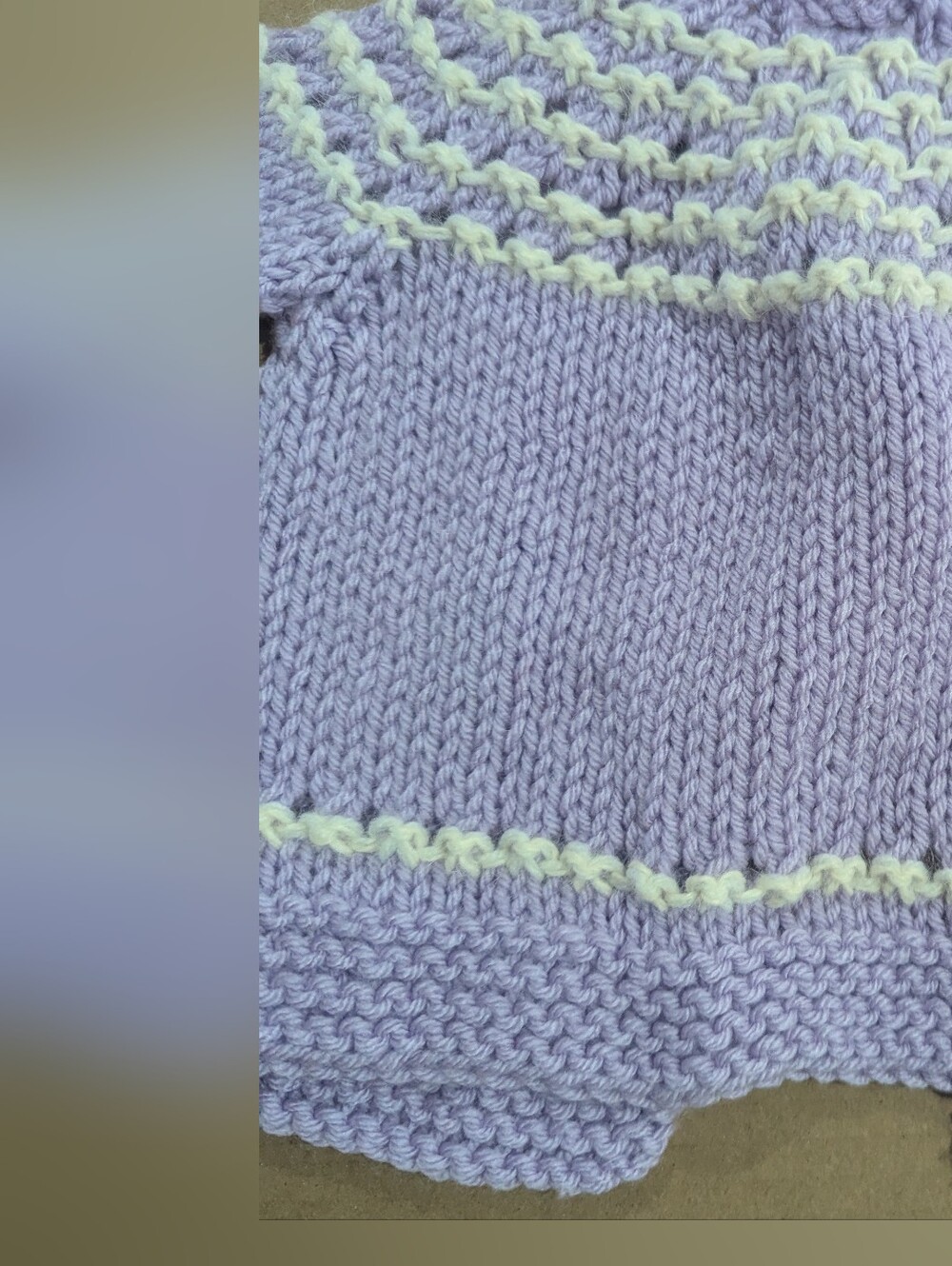 Handmade Purple White Accent Handmade Crochet Baby Girl Cardigan Sweater *6-12mo - Picture 7 of 11
